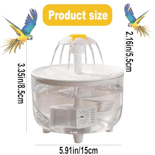 Image of Bird Bath for Indoor Parrots Parrot Bird Bathtub Circulating Filter Fountain Cage Birdbath for Canary, Love Bird, Goldfinch Parrot Small Medium Feathered Pet (Transparent + White, S)