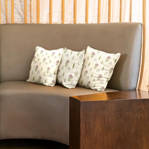 Image of Urban Space Decorative Cotton 250 TC Cushion Cover Set Of 3, 16 Inch X 16 Inch Cushion Covers For Sofa, Bedroom, Living Room (Cushion Cover 40Cm X 40Cm, Set Of 3, Calico Red)
