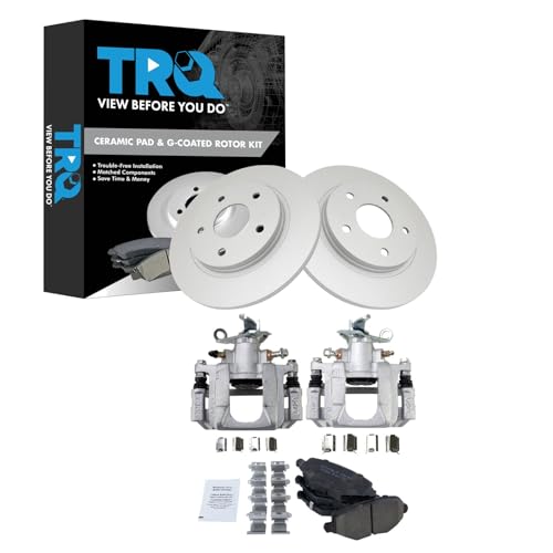 Image of TRQ Rear Brake Pad and Rotor Set Ceramic Solid Rotors Calipers | For 2013 Dodge Journey