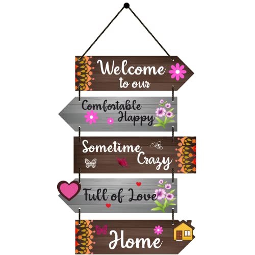 Image of Expleasia, Exuberant & Luxury Decor Decorative Wall Hanging Wooden Art Decoration Item for Home Office Living Room Bedroom Decoration Items Home Decor Gift Items (Happy Crazy Home)