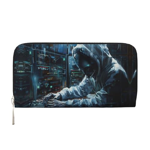 Hacker Attack Print Womens Wallet, Ladies Credit Card Holder, Phone Wallet Purses, Long Clutch Hand Bag