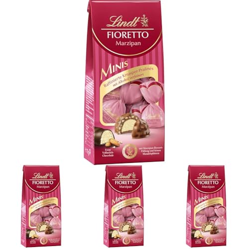 Lindt Schokolade – FIORETTO Minis Marzipan | 115 g | Ca. 10 Pralinen, Marzipan-Dessert-Füllung und Mandelsplittern umhüllt von knusprigem Crisp, alkoholhaltig | Pralinengeschenk | Schokoladengeschenk