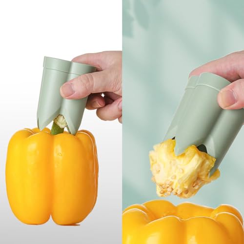 Miniatura 7 de Descorazonador De Pimientos, Cortador De Pimientos 2 En 1, Herramienta Para Quitar Semillas, Desgranador De Pimientos, Herramienta Para Cortar Pimientos Y Verduras, Utensilio De Cocina Verde