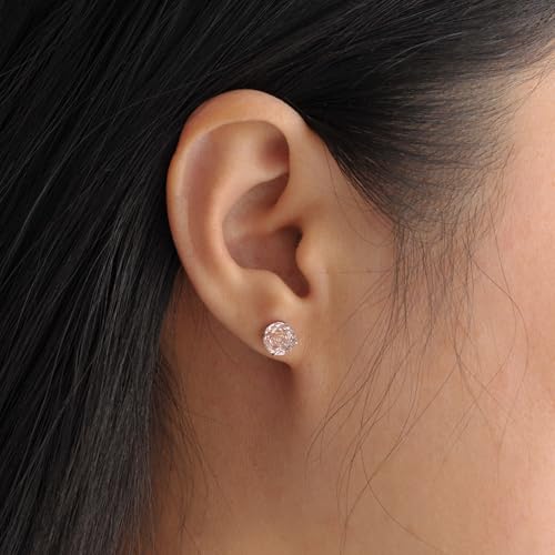 Rose Cut Octagon Morganite Pink Stud Earrings 1.5ct Cubic Zirconia 925 Sterling Silver Earrings for Women4