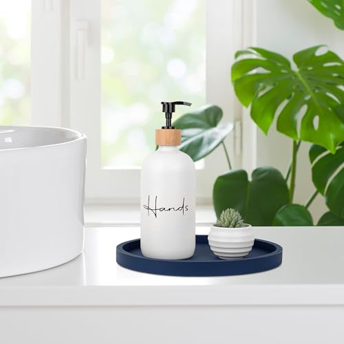 Silicone Bathroom Tray Round Vanity Tray Decorative Soap Holder Kitchen Countertop Organizer Coffee Table Decor for Candle, Perfume, Plant, 9 Inch, Dark Blue - Cosy Home Interiors Silicone Bathroom Tray Round Vanity Tray Decorative Soap Holder Kitchen Countertop Organizer Coffee Table Decor for Candle, Perfume, Plant, 9 Inch, Dark Blue - Image 2