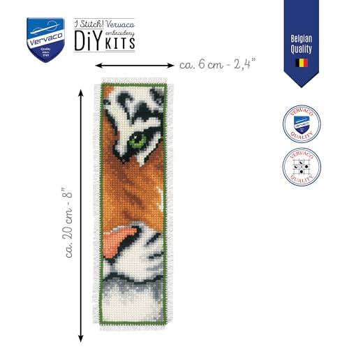 Image of Vervaco Bookmark Tiger Counted Cross Stitch Kit, Multi-Colour by Vervaco