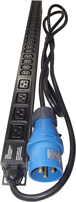 Generic 24 way PDU (20 IEC C13 + 4 C19) 32 AMP VERTICAL Power Distribution Unit 32A INDUSTRIALPLUG AMT