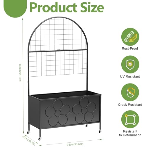 Xiomot Metal Planter Box with Trellis 64'' Tall Outdoor Raised Garden Bed with Trellis for Climbing Plants Vine Privacy Planter for Yard Garden by Xiomot - Image 2