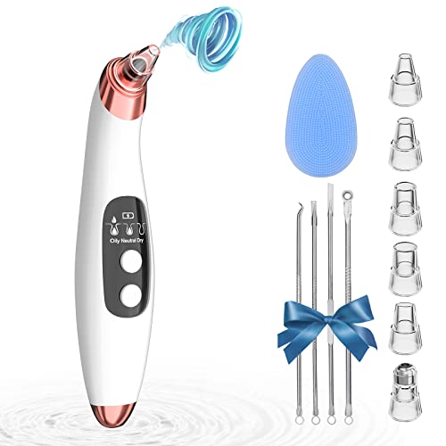 2022 Newest Blackhead Remover Pore Vacuum Kit Upgraded Gently Facial Pore Cleaner Electric Acne Comedone Whitehead Extractor Tool with 6 Probes & USB Rechargeable for Oil Dry Mixed Skin Women & Men