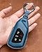 YONUFI for VW Atlas Key Fob Cover Premium Leather Car Remote Case Holder Keychain Compatible for Volkswagen ID4 MK8 Golf GTI 2025 2024 -Blue