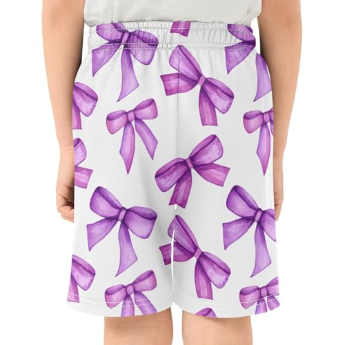Cute Bows Athletic Shorts with Zipper Pockets, Youth Boys Athletic Running Shorts for Summer3