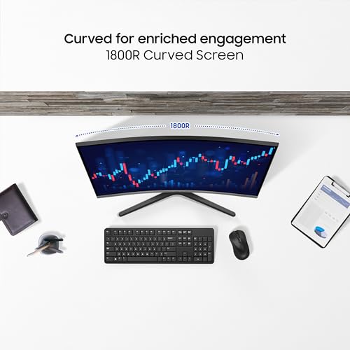 Image of Samsung 27 inch (68.6 cm) S3 1800R Curved Monitor|FHD 1920 x 1080|100 Hz|4 ms|Ports-HDMI,VGA|Game Mode|Eye Saver Mode|LS27D390GAWXXL||Wall Mountable|Black