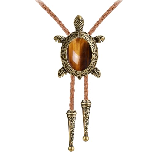 Image of GelConnie Native American Bolo Tie Rodeo Cowboy Leather Necktie Western Necklace Costume Accessories for Men,Women