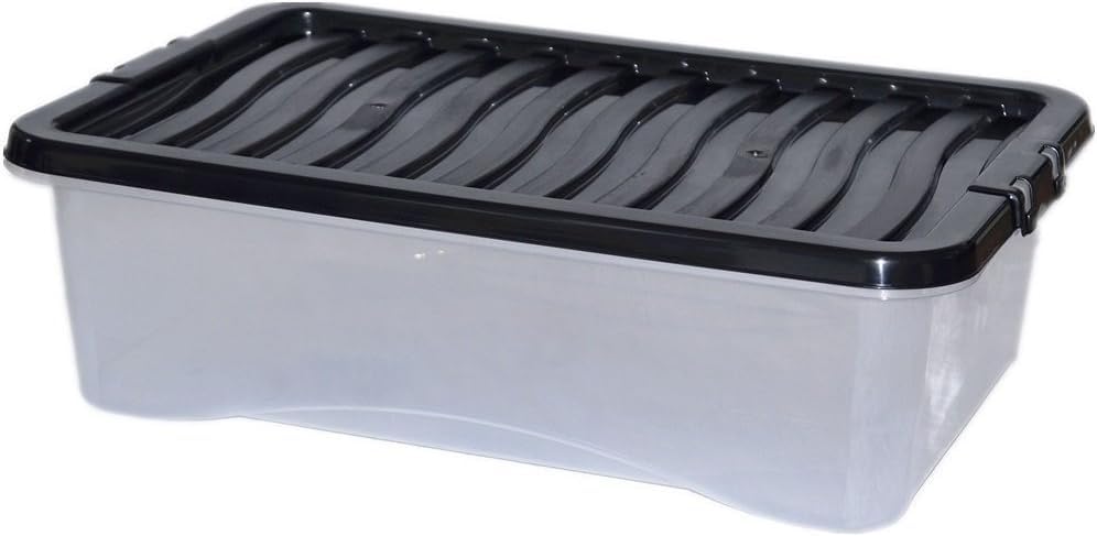 CrazyGadgetLarge Big Plastic Storage Clear Box Strong Stackable Container - Made In U.K. (1, XX Large - 80L)