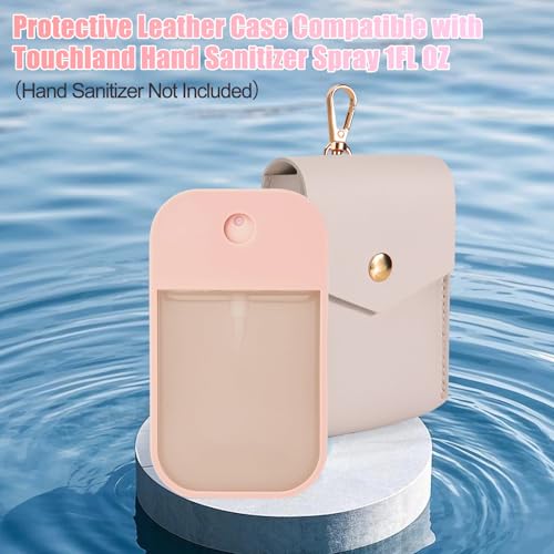 Case Compatible with Touchland Hand Sanitizer Spray - Leather Protective Case Holder with Keychain for Touch land Power Mist Glow Mist 1 fl oz, Accessories for Hand Sanitizer Spray (White)2