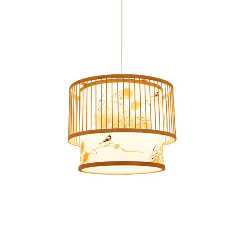 MTDYGHXQ Creative Personality Bamboo Pendant Light, Vintage Style E27 Bamboo Chandelier, Rattan Weave Hanging Lamp, Ceiling Light, Lighting Fixture For Living Room Bedroom Decoration