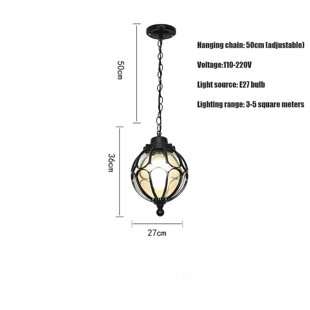 XANAYXWJ Lampadario da Giardino Europeo, Lampada da soffitto Impermeabile per Esterni, Luce a Traliccio D'uva per corridoio Balcone, Padiglione per Villa in Stile Industriale in Metallo sferico