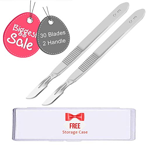 Thinkprice TP-SCALPEL-3010 30 Pieces Scalpel Sterile Blades #10 With 2 Pack #3 Metal Scalpel Knife Handle & Storage Case, For Biology Lab Anatomy thumb #1