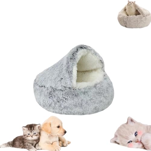 Bonseor Cozy Cocoon Pet Bed,Cozy Nook Pet Bed for Dogs,Winter Pet Plush Bed, Cozy Cocoon Pet Bed for Dogs,Cozy Nook Dog Bed,Olvys Dog Bed (Gray - Plush,50 * 50 CM)