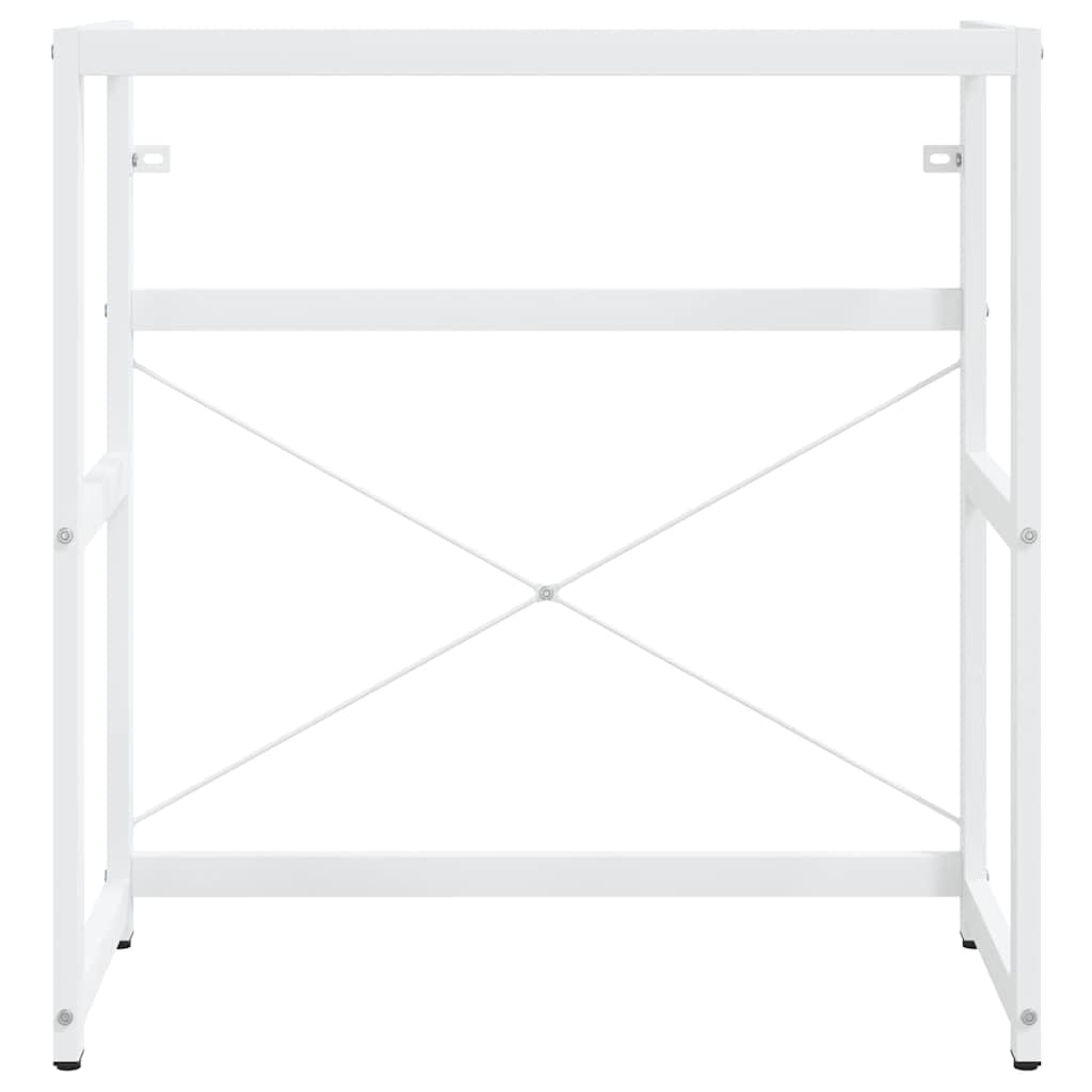 Stelaż pod umywalkę do łazienki, biały, 79 x 38 x 83 cm, malowane proszkowo żelazo, odporne na warunki atmosferyczne, stabilny, z otwartą półką na umywalkę i ręczniki, zajmuje mało miejsca