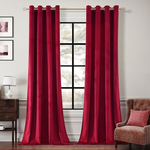 Guibaf Christmas Red Velvet Curtains 84 inches...