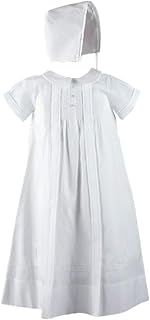 Feltman Brothers Infant Baby Boys White Embroidered Christening Gown Bonnet Set -6M to 9M