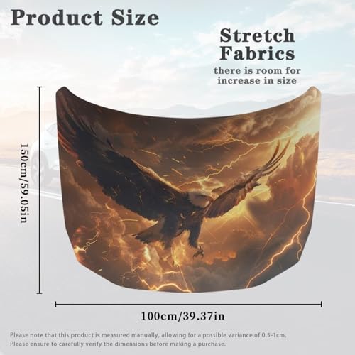 Image of Car Hood Cover, Eagle Lightning 59x39 Inch Waterproof Sunproof Auto Hood Wrap Blankets, Easy Installation Automotive Exterior Accessories