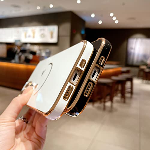 Facweek Compatible With Iphone 14 Case Cute, [Upgraded No Fading Gold Plating Version] Happy Smiley Face Plated Silicone Protective Phone Case Durable For Women For Iphone 14 6.1 Inch - White #TOP7