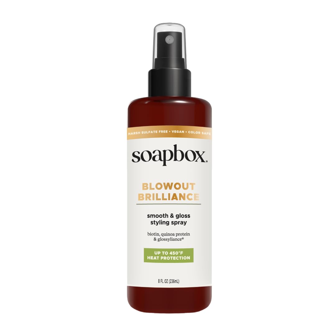 Blowout Brilliance Heat Protectant Spray - 3-in-1 for Hair - 8oz | 3-in-1 Blowout Spray - Heat Protection - Volume - Shine - Anti Frizz Smoothing - Lightweight Thermal Protection