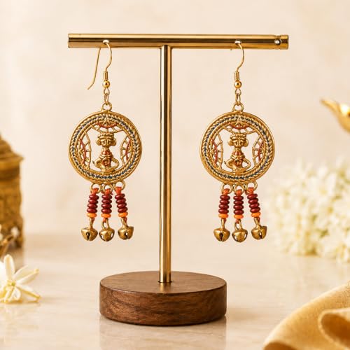Image of Handcrafted Tribal & Dhokra Art Earrings for Women - Wooden, Nature-Inspired Statement Drop & Traditional Ethnic Designs