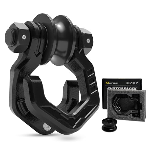AUTORICH Snatch Block Separate Shackle, 3/4" D Ring Shackle with Pulley, 57320lbs Break Strength, Towing Winch Snatch Block for Off Road Vehicle Recovery, Black Black 1-Pack