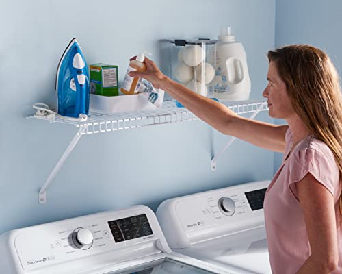 Image of Rubbermaid Direct Wall Shelf, 3 Ft. Wide, Mounting Hardware Kit Included, White, Wire Shelving Organizer System for Home /Laundry /Bathroom /Mudroom /Pantry /Linen Closet, 3' Length