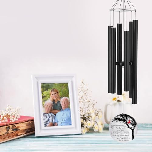 Image of ASTARIN Personalized 30 inch Memorial Wind Chimes for Outside, Bereavement Gift in Remembrance of a Loved One, Sympathy Gift for Loss of Mother Father Husband, Garden Patio Decor