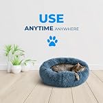 Whiskers & Friends Cat Beds for Indoor Cats, Fluffy Calming Donut Cat Bed, Small Dog Bed Washable - Orthopedic Soft Plush Pet Beds Sized for Kitten to Large Cats & Puppy to Small Dogs - Navy Grey 20'' - Image 6