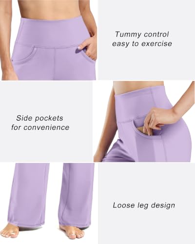 Image of Promover Wide Leg Pants for Woman Yoga Pants with Pockets Stretch