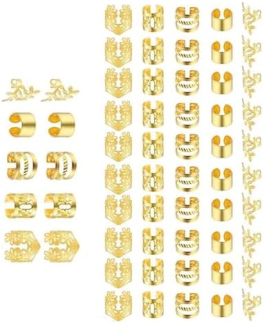 80 Pcs For Braids Accessories Jewelry,Hair Jewelry For Braids, Dreadlocks Adjustable Metal Hair Rings Cuff,Suitable Most People'S