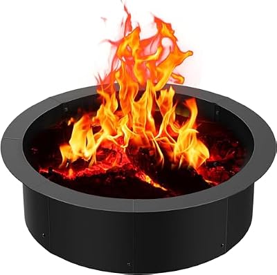 Poolergetic 36 inch Inner Fire Pit Ring, 40 inch Outer Large Round Steel Fire Pit Ring Insert Metal Fire Ring for Outdoor, Heavy Duty Fire Pit Ring Liner Rim