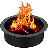 Poolergetic 36 inch Inner Fire Pit Ring, 40 inch Outer Large Round Steel Fire Pit Insert Metal Fire Ring Liner Rim Heavy Duty for Outdoor