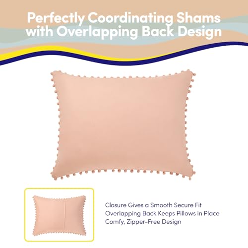 Image of Kids Comforter Set Twin Size - Bed in a Bag with Sheets, Pillowcases & Shams - Soft Stylish Pom Pom Bedding - All Season Girls Bed Set
