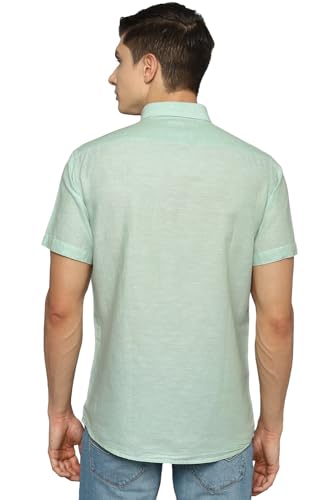Image of Louis Philippe Men Slim Fit Solid Cotton Blend Casual Shirt