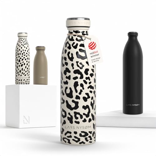 Image of LARS NYSOM Stainless Steel Insulated Water Bottle 12oz 17oz 25oz 34oz 51oz | Insulated Thermo Flask for Hot and Cold Beverages | Leakproof Drinking Bottle (Beige, 17oz)