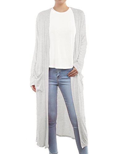 BH B.I.L.Y USA Women's Side Split Front Pockets Open Front Long Cardigan Heather Grey XXX-Large