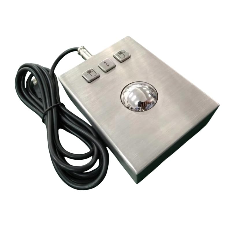 Trackball Industriel Robuste de Bureau en Acier Inoxydable avec Bille en Acier de 38 mm et Interface USB