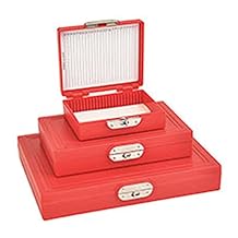 2302-2-CS Pelco Microslide Storage Box for 100 Slide, 1.26" Height, 6.77" Wide, 8.23" Length, ABS, Red Pack of 12