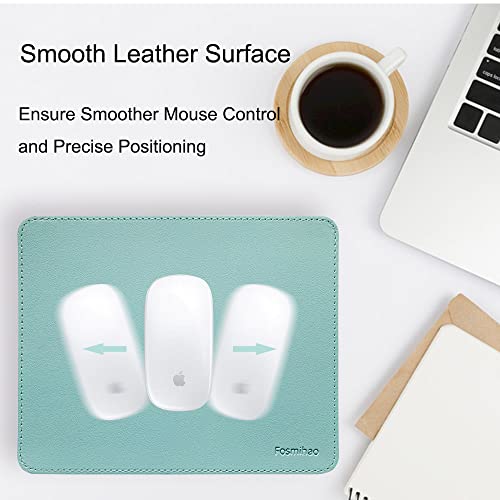 Fosmihao Leather Mouse Pad - Wood Mouse Pad, Double Side Mouse Pad With Stitched Edge, Waterproof Ultra Thin Mouse Pad For Computers, Laptop, Office & Home, 10.2 X 8.3 Inch, 1 Pack (Azury) #TOP4