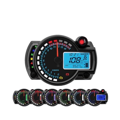 KNVBGG Speedometer Odometer Meter 12V Moto Dashboard Speedometer Digital 7 Colors Odometer Motorcycle Tacho Guage with Alarm Lamp Speedometer Meter