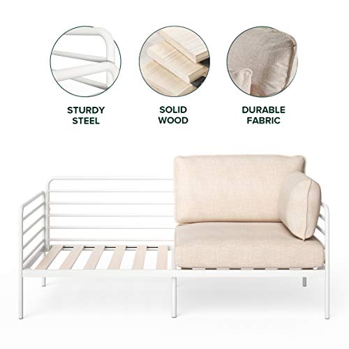Zinus Ellen White Metal Loveseat / Steel Framework With Upholstered Cushions / Easy Assembly #TOP3