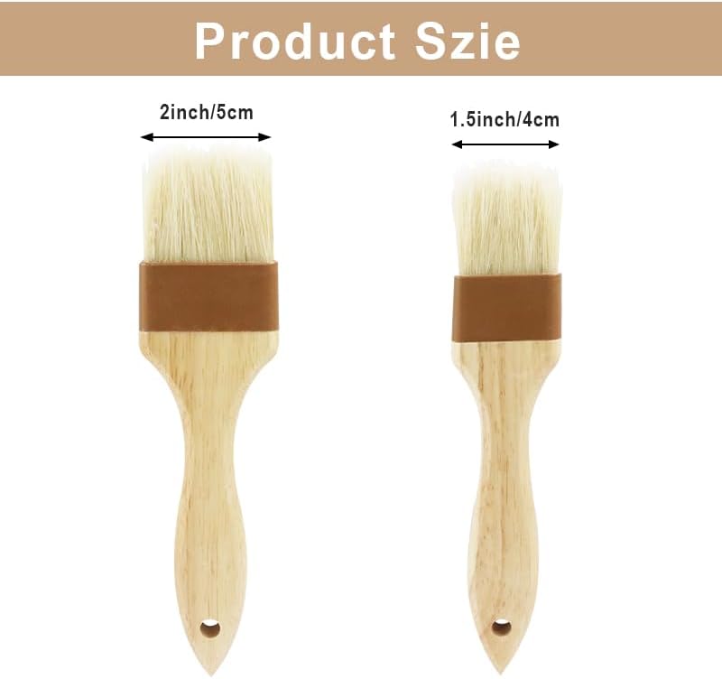 Waziaqoc 2 PCS Basting Brush, Natural Bristle Pastry Brush