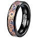 Wow Jewelers 6mm 8mm Black Silver Red Blue Tungsten Rings for Men Women Wedding Bands Steampunk Gear Wheel Carbon Fiber Red Opal Inlay Beveled Edges Comfort Fit