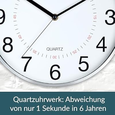 Unilux 400094280 Aria Metal Grey Modern Wall Clock with Second Hand 30.5 cm Double Hour Markings